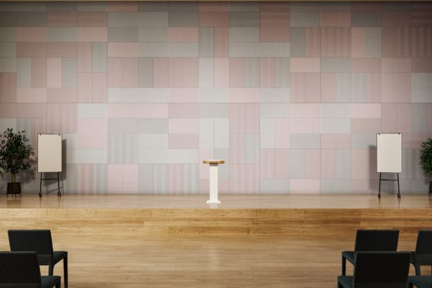 Aula. Big room. Acoustic Pulp Panels Bio Colours.