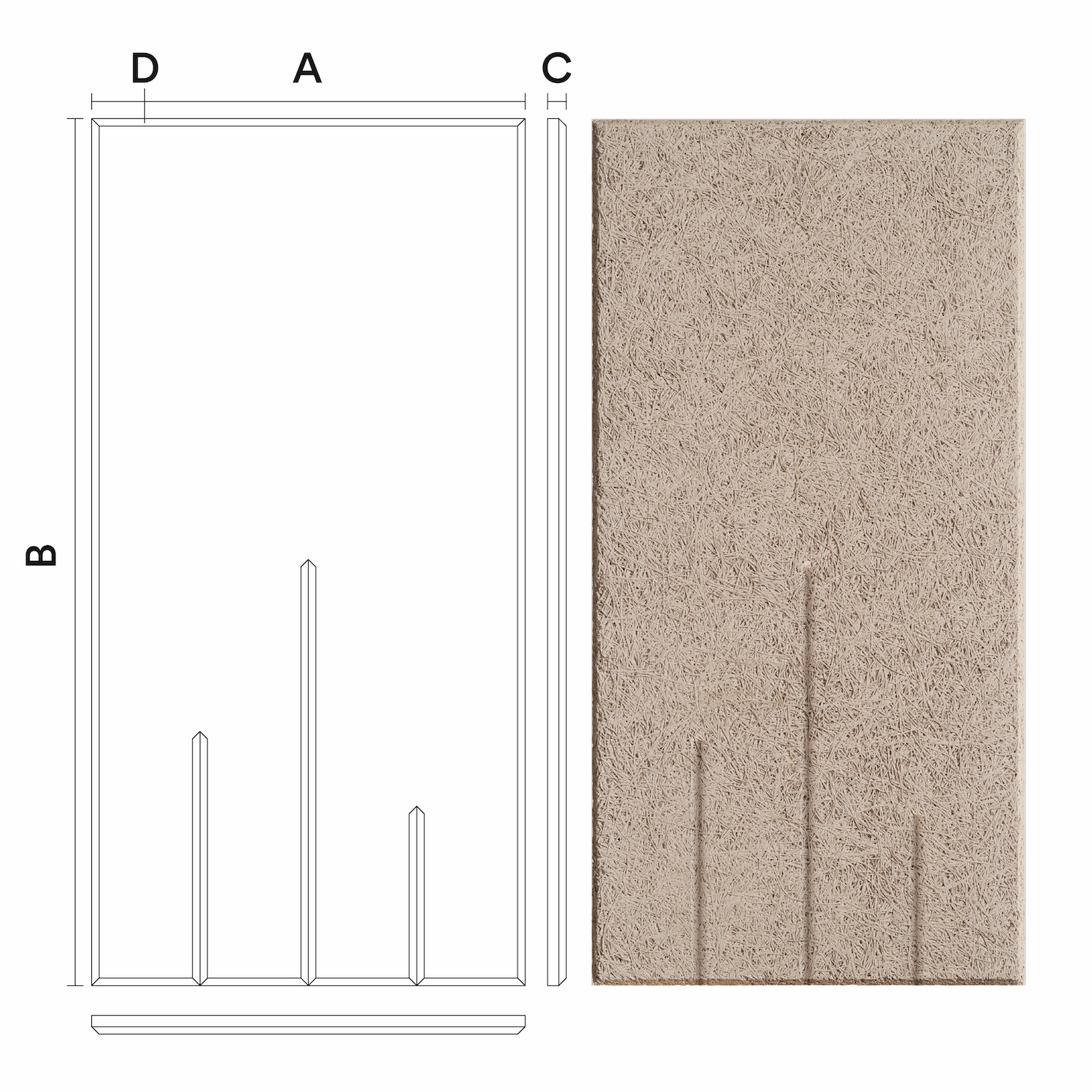 Wood Wool Bars. Panel and skiss